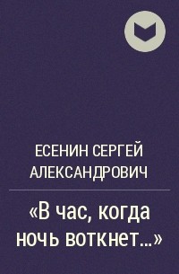 Есенин Сергей Александрович - «В час, когда ночь воткнет...»